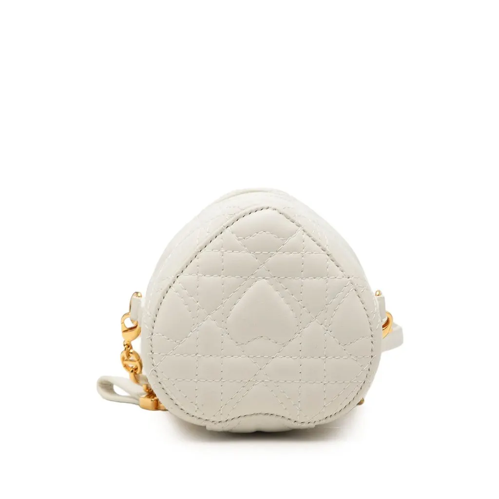 Dior DiorAmour Micro Lambskin Cannage Heart Vanity Case with Chain White Leather Very good - Inside View