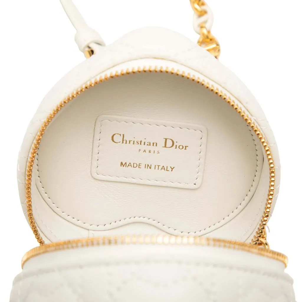 Dior DiorAmour Micro Lambskin Cannage Heart Vanity Case with Chain White Leather Very good - Box View