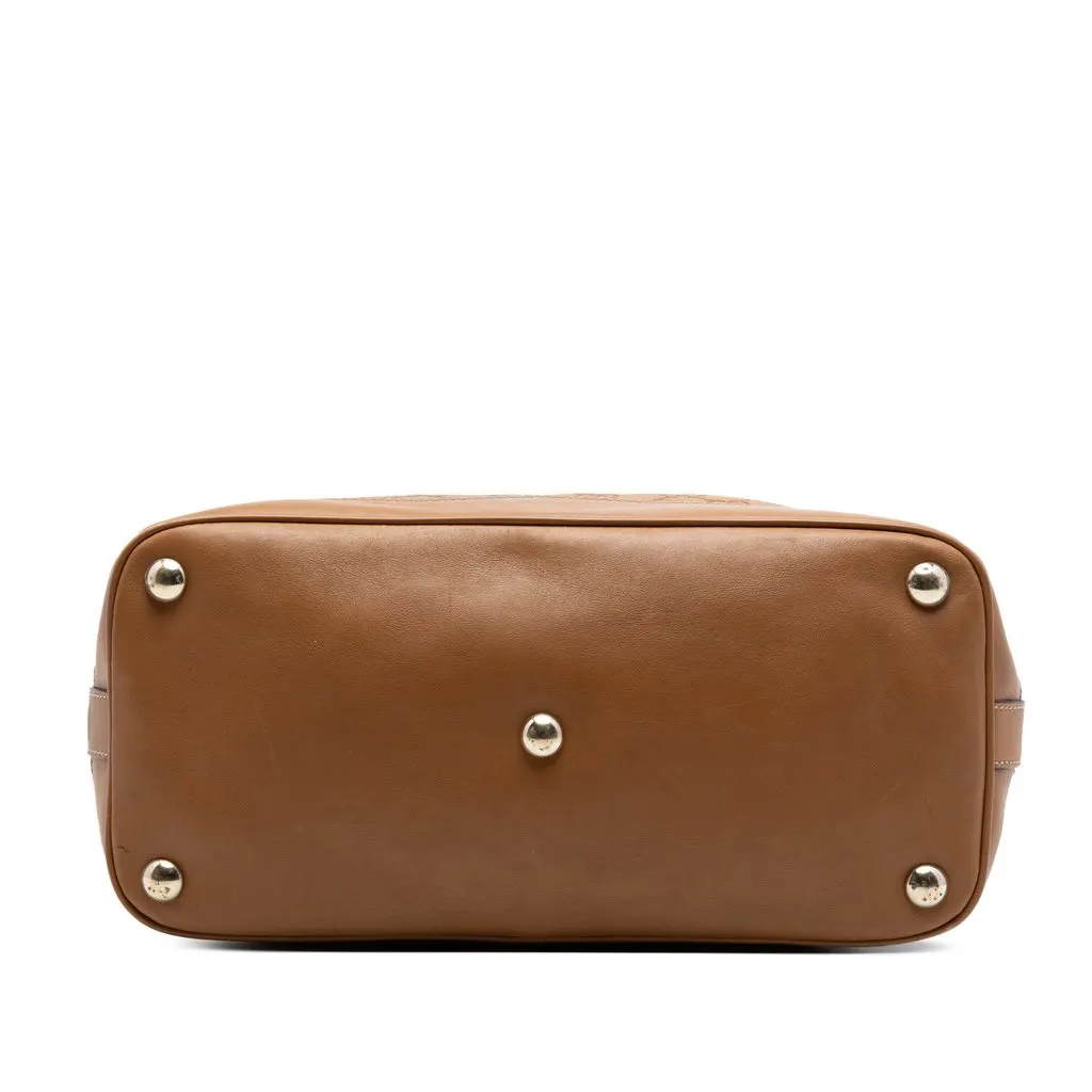 Gucci Medium Guccissima Charm Dome Satchel Brown Leather Very good - Inside View