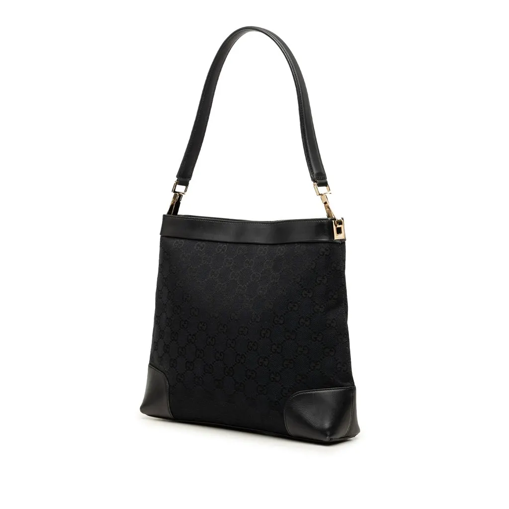 Gucci GG Canvas Shoulder Bag Black Canvas Good - Back View