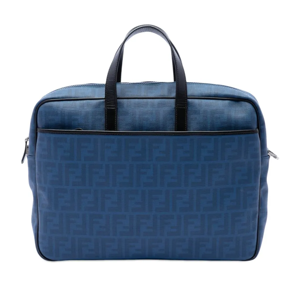Fendi Zucca Coated Canvas Business Bag Blue Very good - Front View