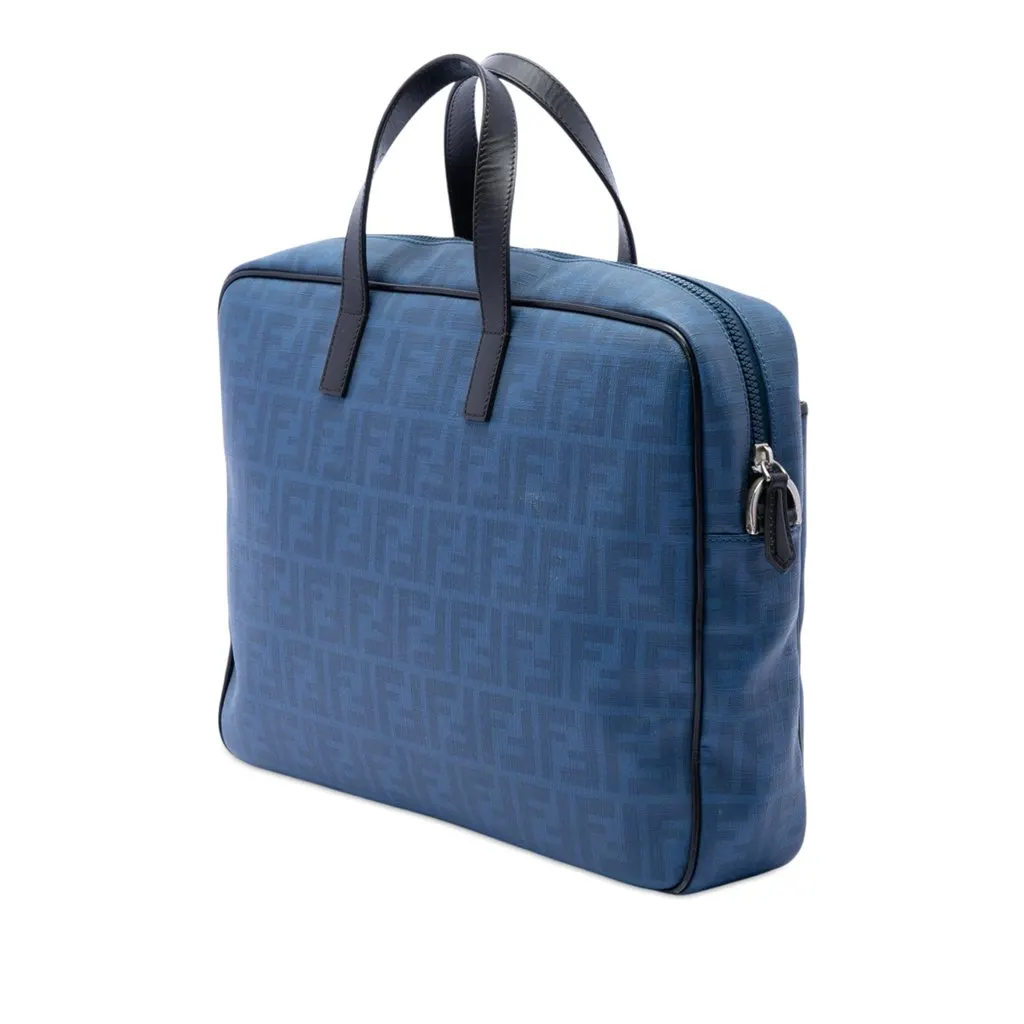 Fendi Zucca Coated Canvas Business Bag Blue Very good - Back View