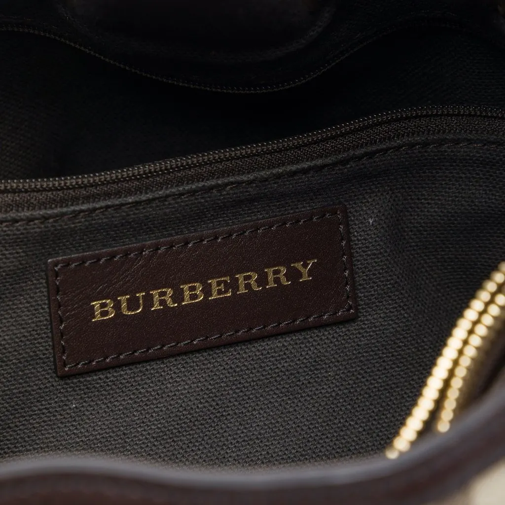 Burberry Haymarket Check Coated Canvas Walden Belted Hobo Beige Very good - Box View