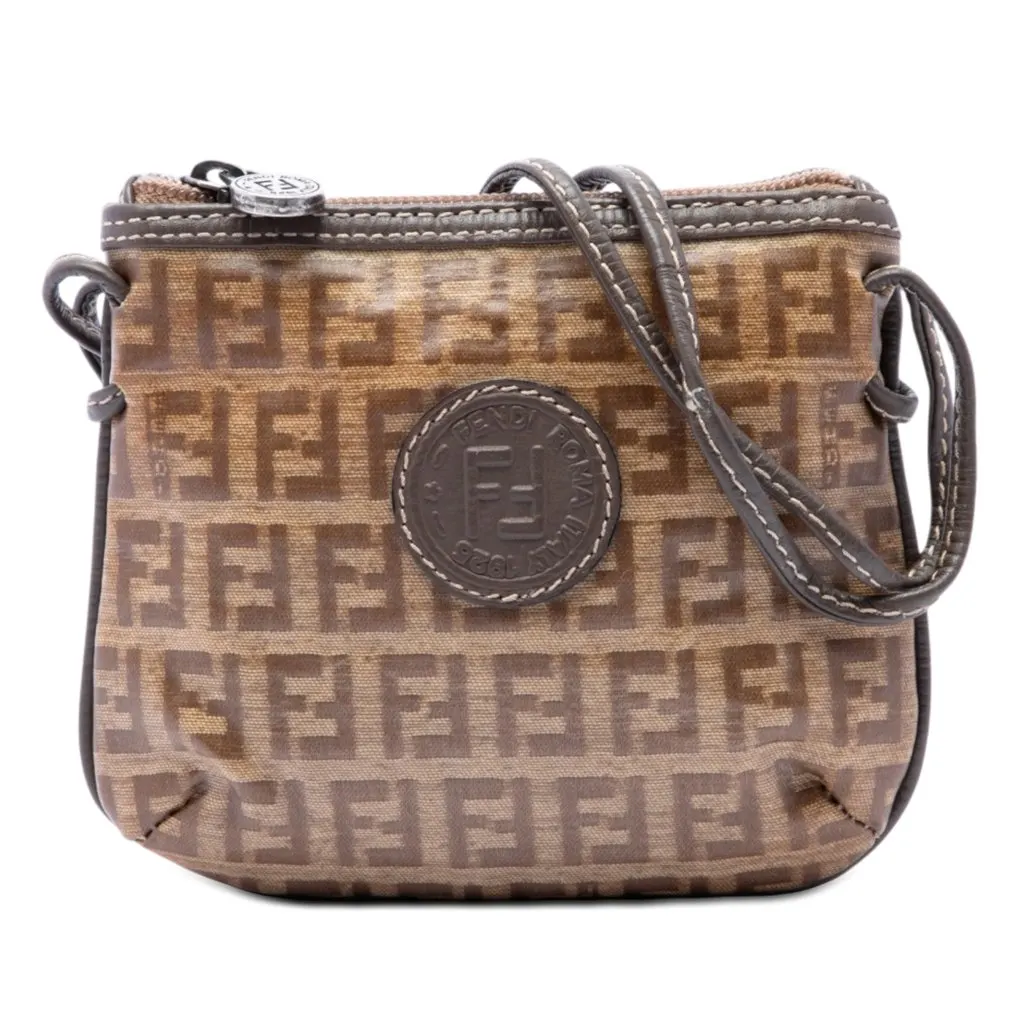 Fendi Zucchino Crystal Crossbody Brown Very good - Front View