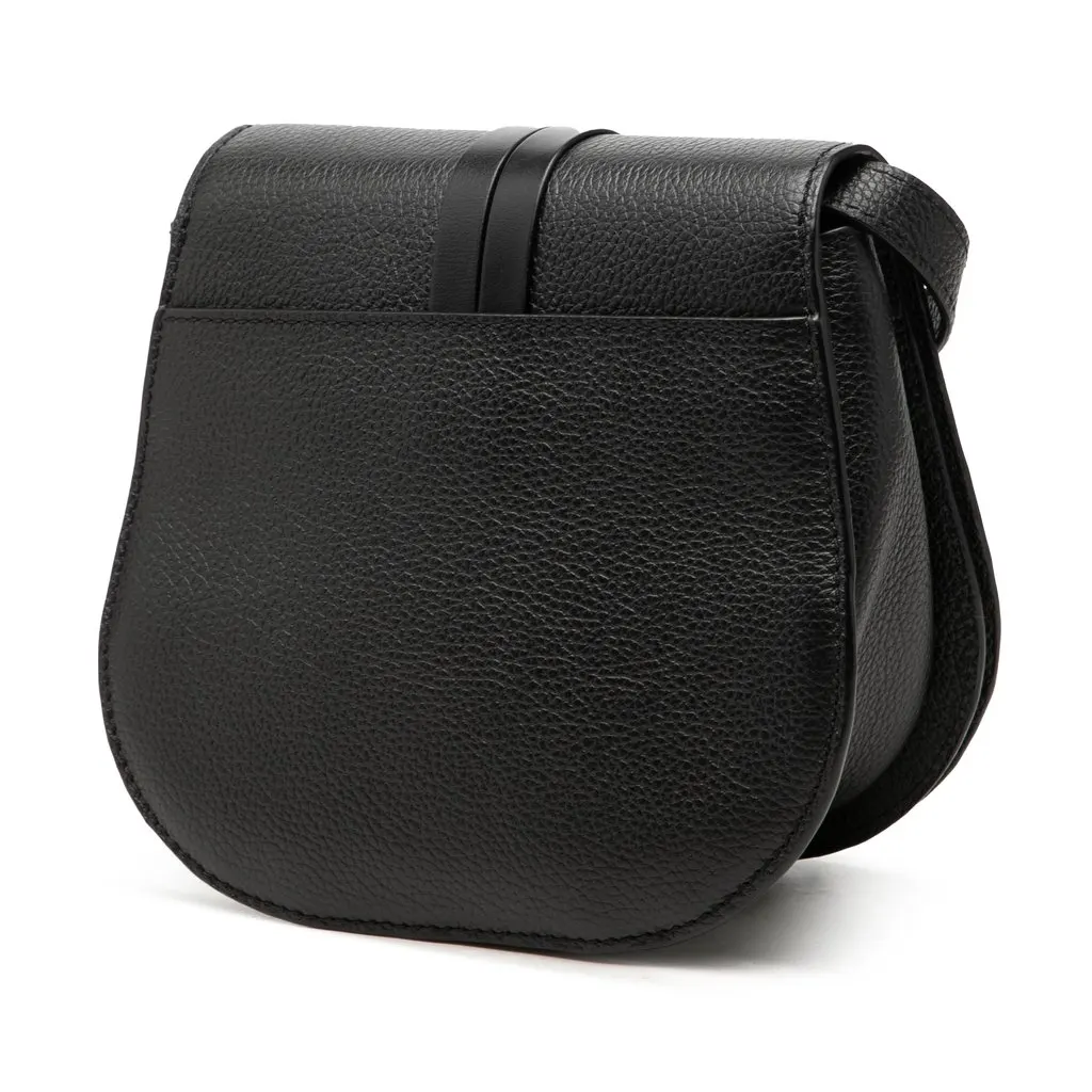 Chloé Mini Grained Calfskin Alphabet Saddle Crossbody Black Leather Very good - Back View