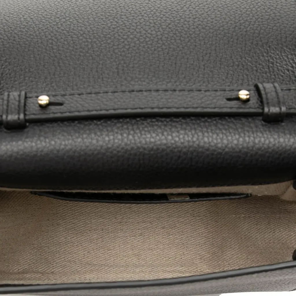 Chloé Mini Grained Calfskin Alphabet Saddle Crossbody Black Leather Very good - Model View