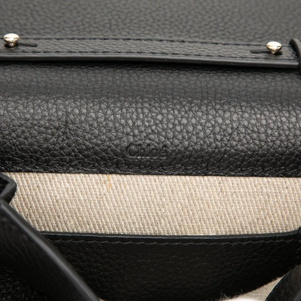 Chloé Mini Grained Calfskin Alphabet Saddle Crossbody Black Leather Very good - Box View
