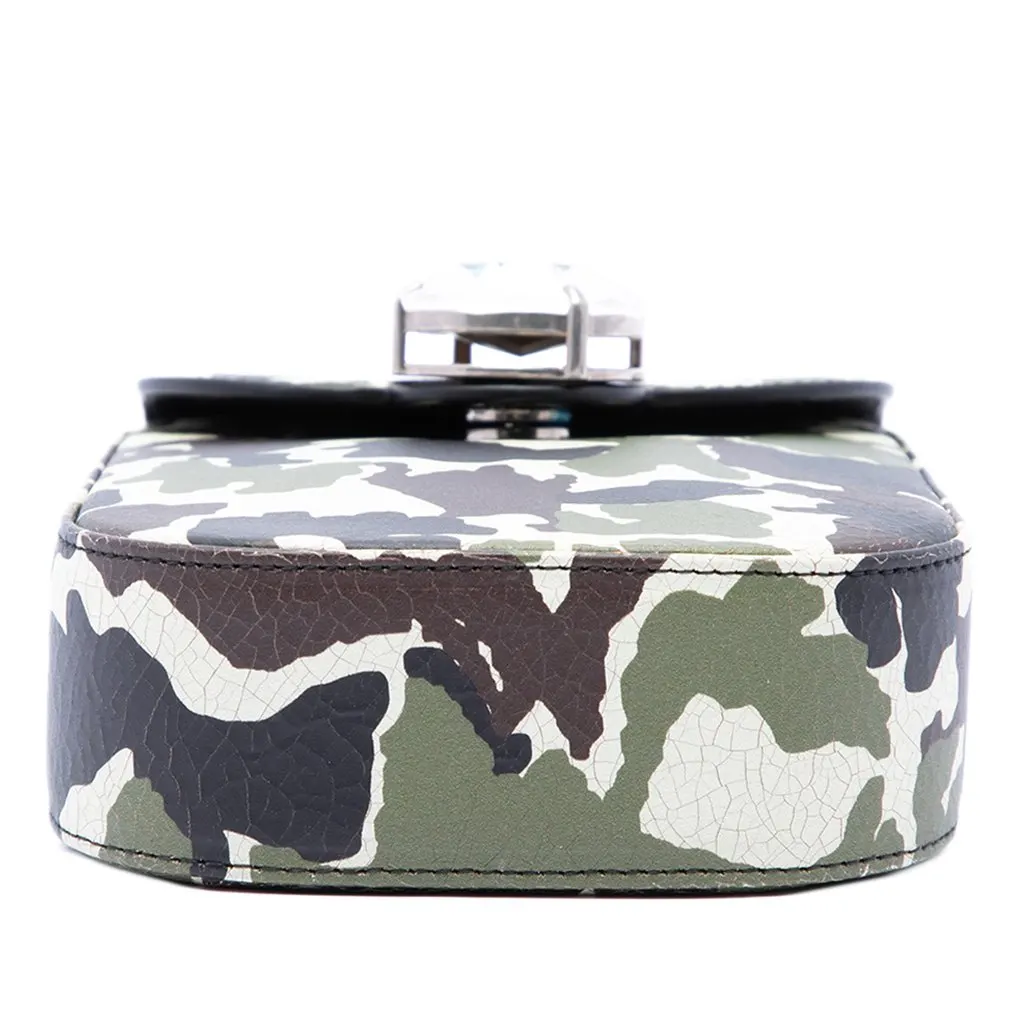 Miu Miu Crystal Embellished Camouflage Print Calfskin Phone Case Crossbody Green Leather Very good - Inside View