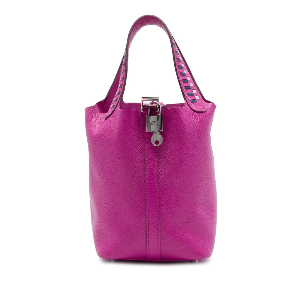 Hermès Epsom Tressage Picotin Lock 18 Pink Leather Very good - Front View