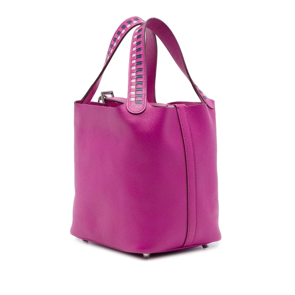 Hermès Epsom Tressage Picotin Lock 18 Pink Leather Very good - Back View