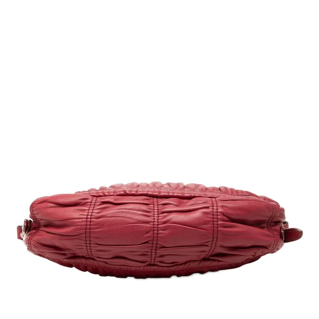 Prada Mini Nappa Gaufre Bow Shoulder Bag Red Leather Very good - Inside View
