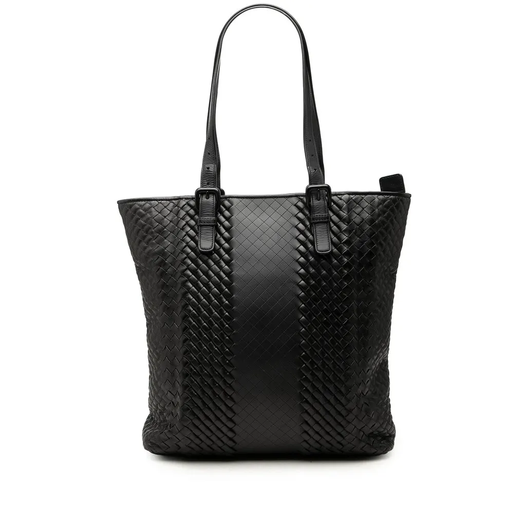 Bottega Veneta Nappa Intreccio Imperatore Tote Black Leather Good - Front View