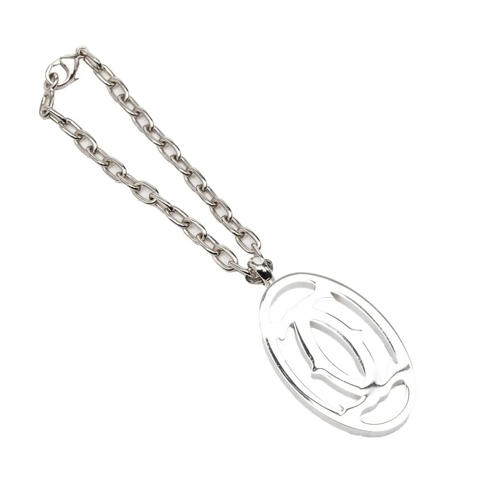 Cartier Brass Logo Bag Charm and Key Chain Silver Brass Very good - Back View
