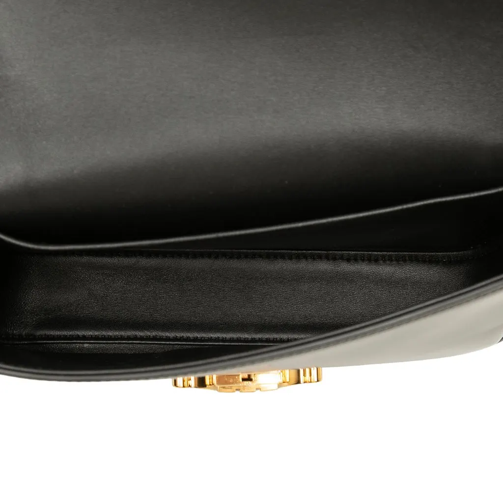 Celine Shiny Calfskin Triomphe Claude Shoulder Bag Black Leather Very good - Model View