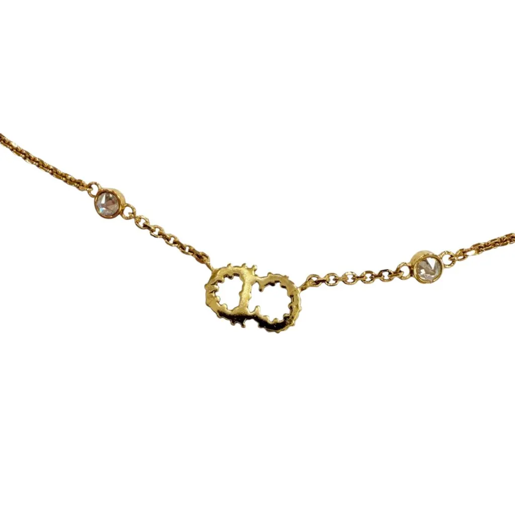 Dior Gold Plated Faux Pearl and Strass Clair D Lune Necklace Gold Metal Very good - Inside View
