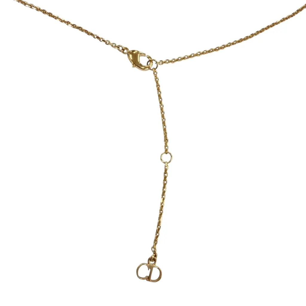 Dior Gold Plated Faux Pearl and Strass Clair D Lune Necklace Gold Metal Very good - Model View