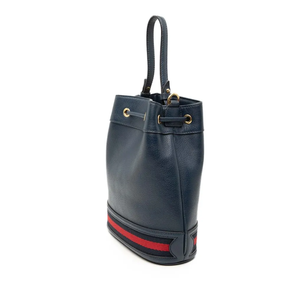 Gucci GG Web Ophidia Bucket Bag Blue Leather Very good - Back View