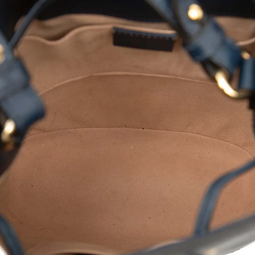 Gucci GG Web Ophidia Bucket Bag Blue Leather Very good - Model View