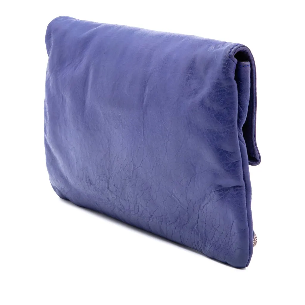 Balenciaga Lambskin Motocross Giant 21 Envelope Clutch Purple Leather Very good - Back View