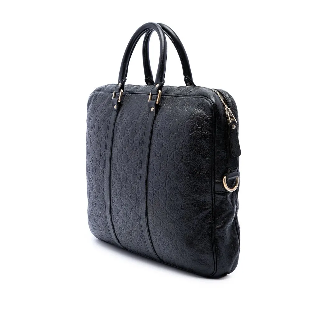 Gucci Guccissima Business Bag Black Leather Very good - Back View