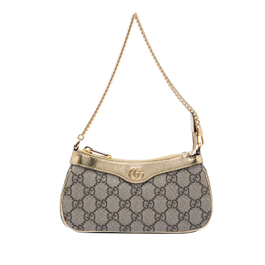 Gucci Small GG Supreme Ophidia Shoulder Bag Beige Very good - Front View