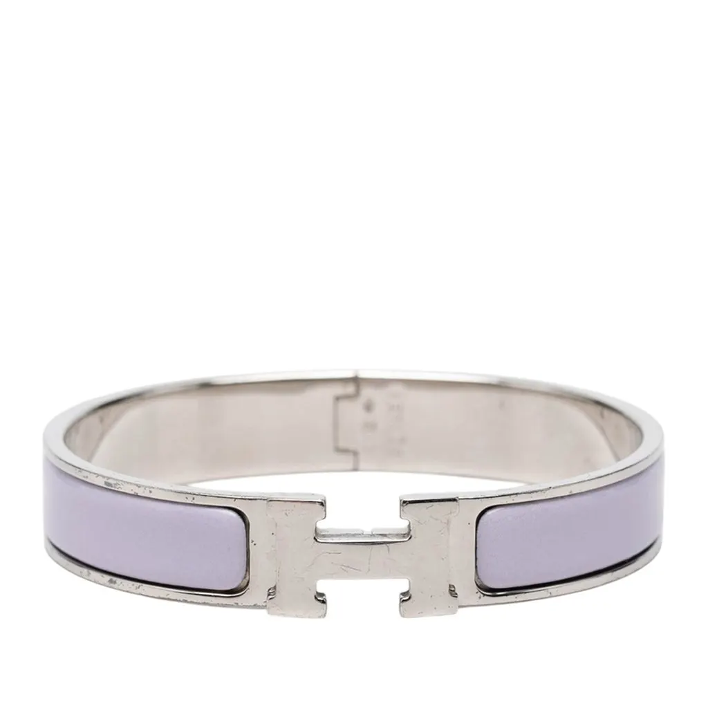 Hermès Narrow Enamel Clic H Bracelet PM Purple Enamel Very good - Front View