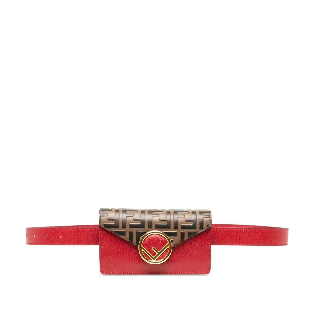 Fendi Zucca Embossed Leather F is Fendi Convertible Belt Bag Brown Leather Very good - Front View