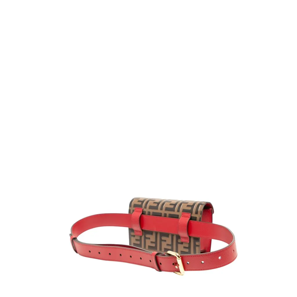 Fendi Zucca Embossed Leather F is Fendi Convertible Belt Bag Brown Leather Very good - Back View
