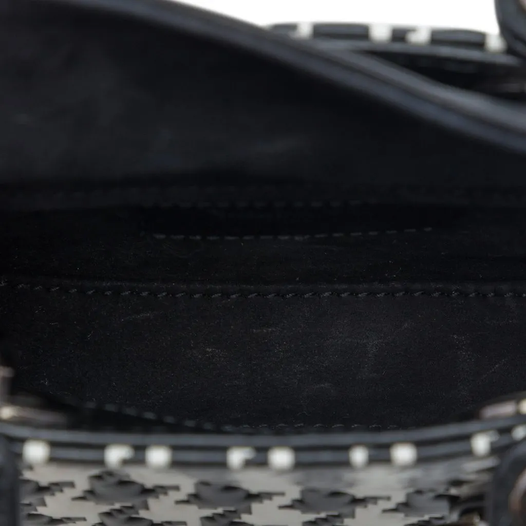 Dior Micro Calfskin Houndstooth Embossed Macro Lady Dior Black Leather Very good - Model View