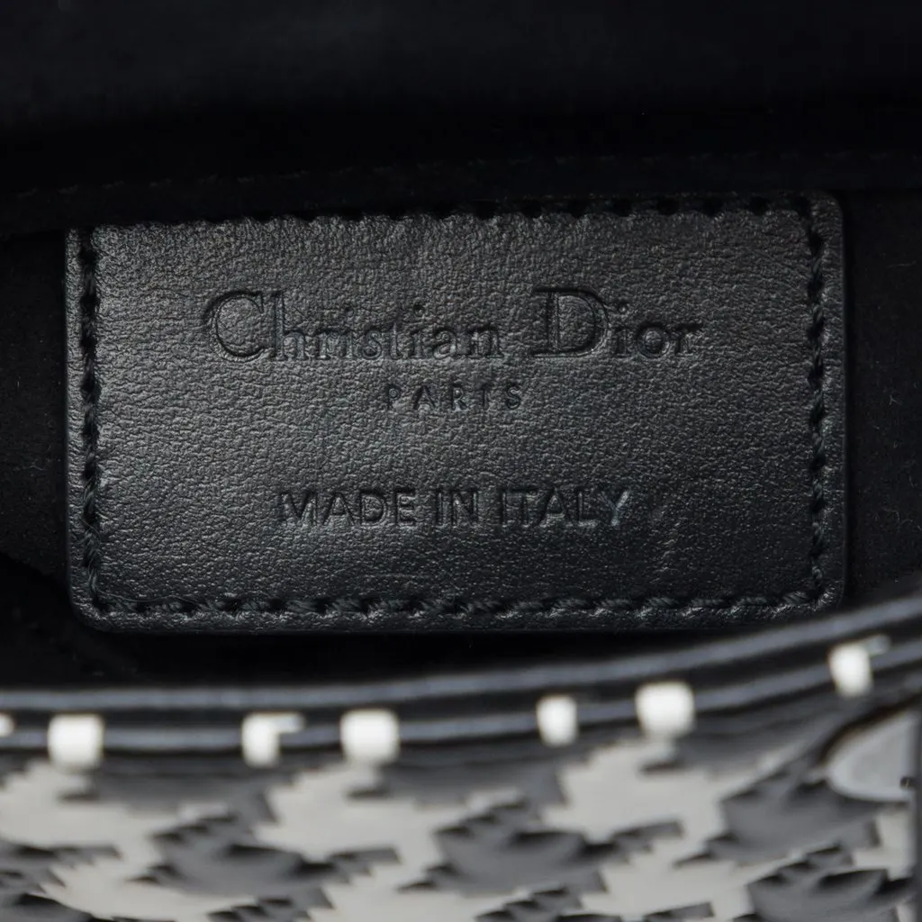 Dior Micro Calfskin Houndstooth Embossed Macro Lady Dior Black Leather Very good - Box View