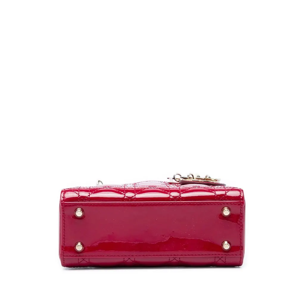 Dior Mini Patent Cannage Lady Dior Red Leather Very good - Inside View
