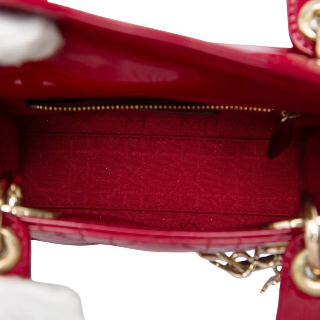 Dior Mini Patent Cannage Lady Dior Red Leather Very good - Model View