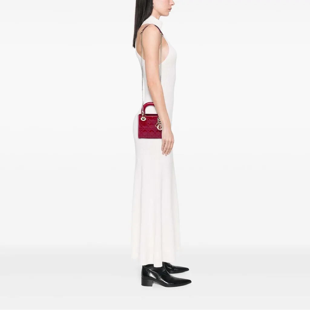 Dior Mini Patent Cannage Lady Dior Red Leather Very good - Box View