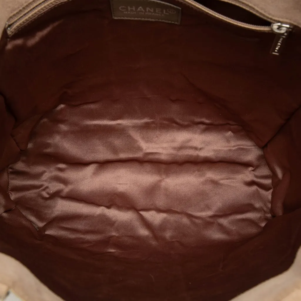 Chanel Suede Patchwork Tote Beige Suede Good - Model View