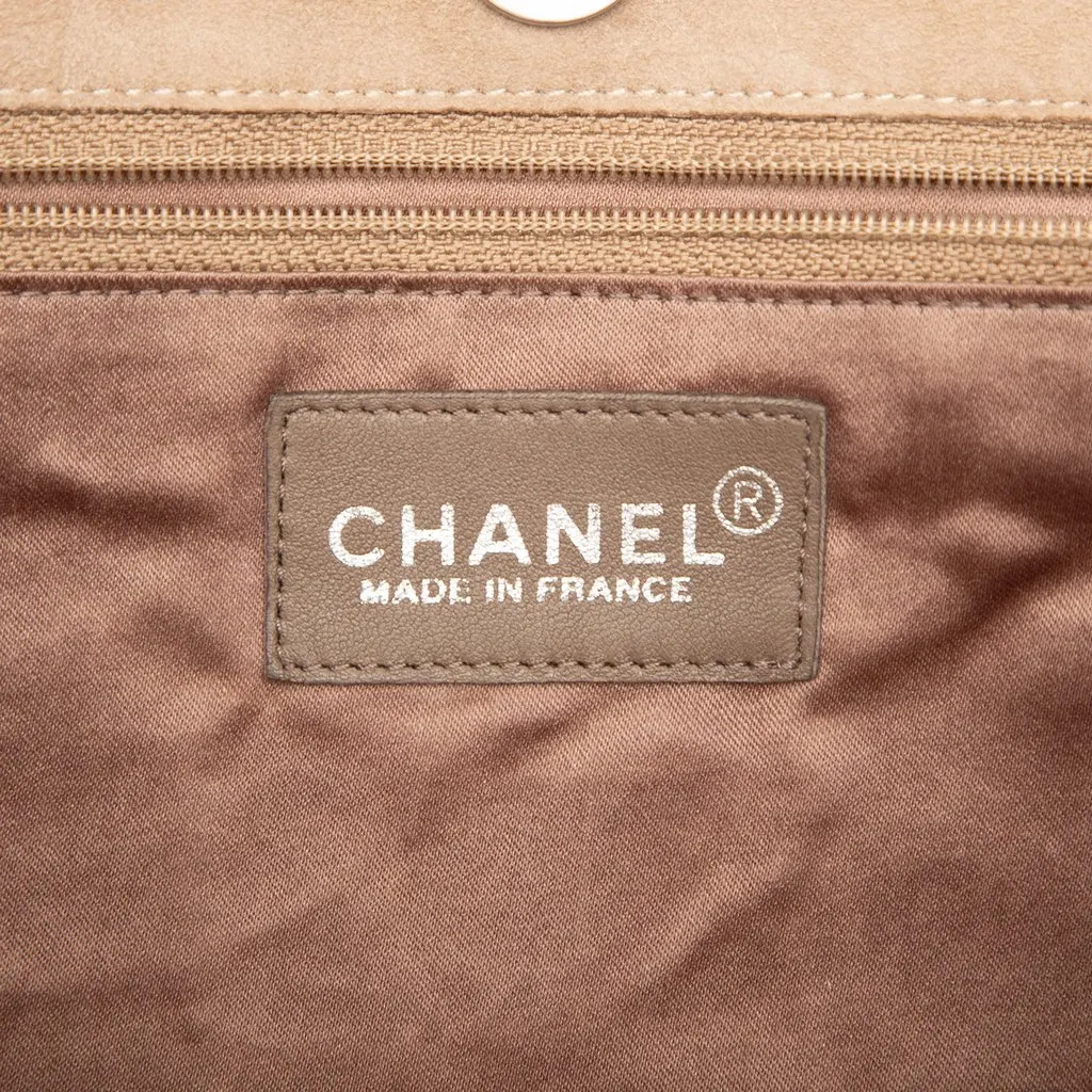 Chanel Suede Patchwork Tote Beige Suede Good - Box View
