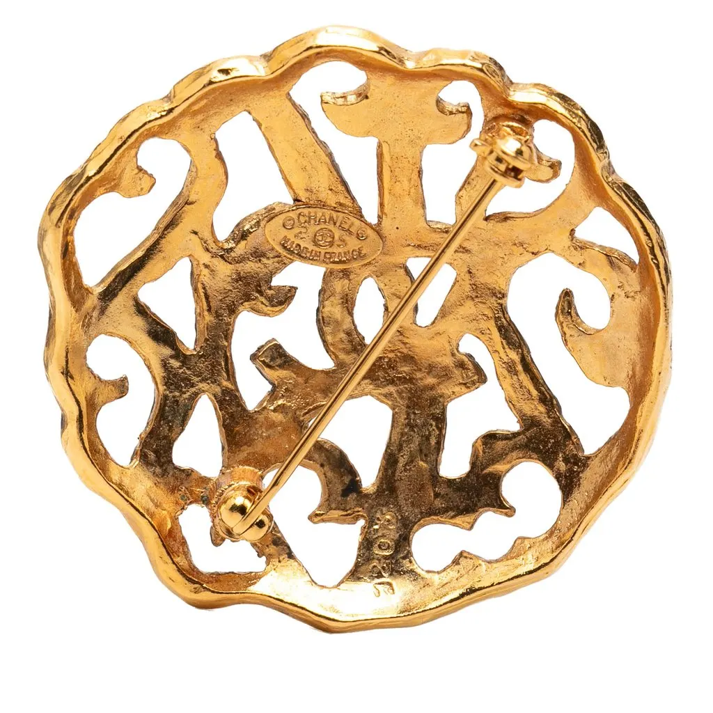 Chanel CC Gold Plated Brooch Gold Metal Very good - Back View