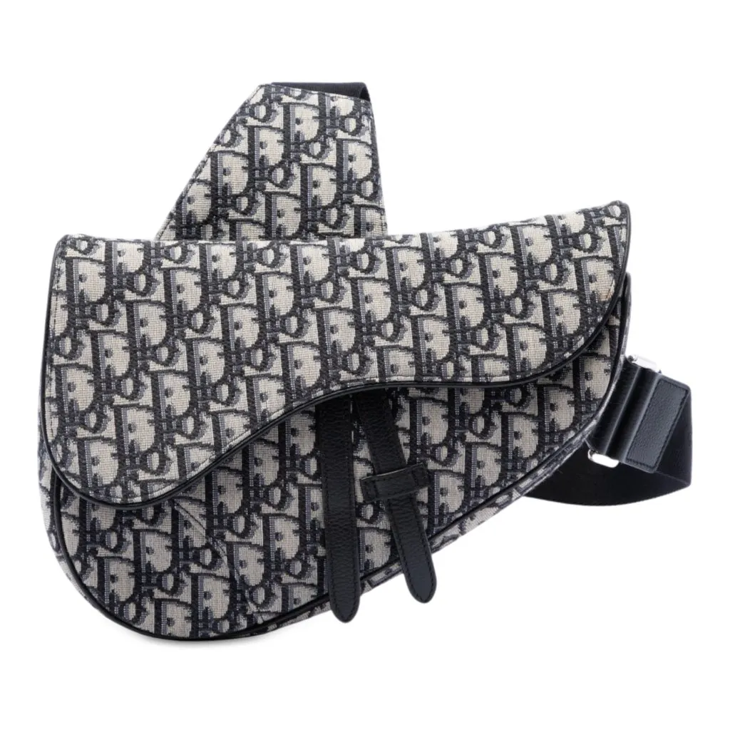 Dior Oblique Canvas Saddle Crossbody Blue Canvas Very good - Front View