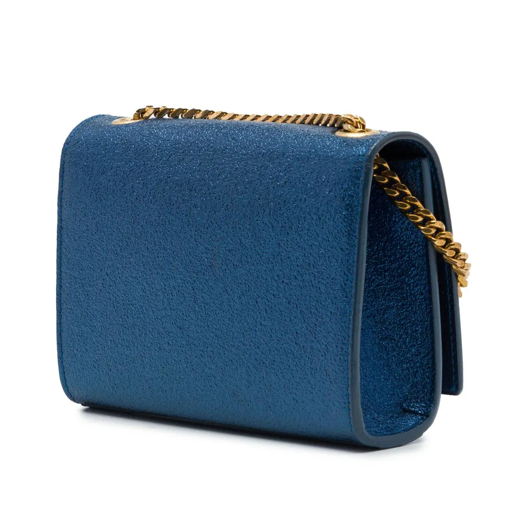 Saint Laurent Small Metallic Calfskin Classic Monogram Kate Crossbody Blue Leather Very good - Back View