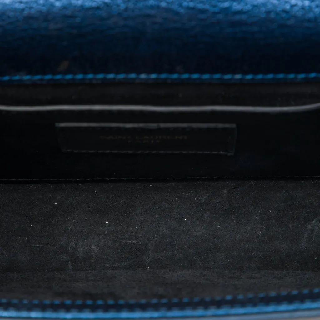 Saint Laurent Small Metallic Calfskin Classic Monogram Kate Crossbody Blue Leather Very good - Model View
