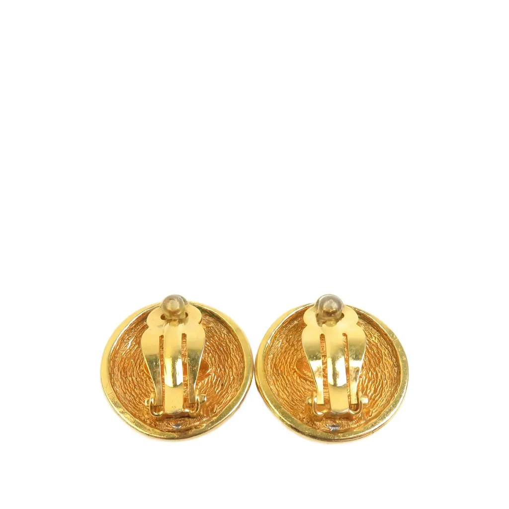 Chanel CC Gold Plated Quilted Button Clip On Earrings Gold Metal Very good - Back View