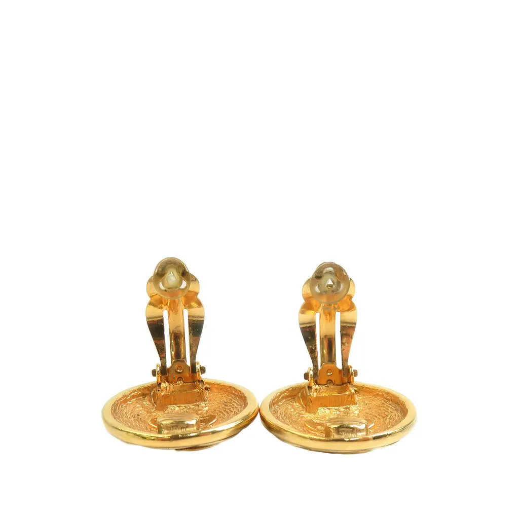 Chanel CC Gold Plated Quilted Button Clip On Earrings Gold Metal Very good - Inside View