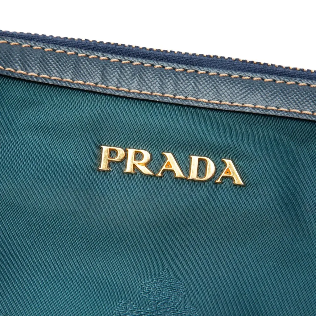 Prada Saffiano Trimmed Tessuto Satchel Green Polyamide Very good - Box View