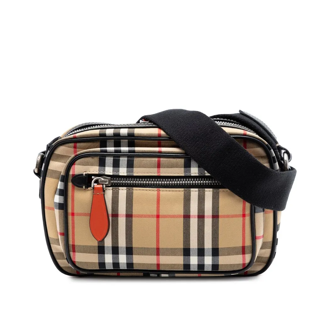 Burberry House Check Canvas Paddy Crossbody Beige Very good - Front View