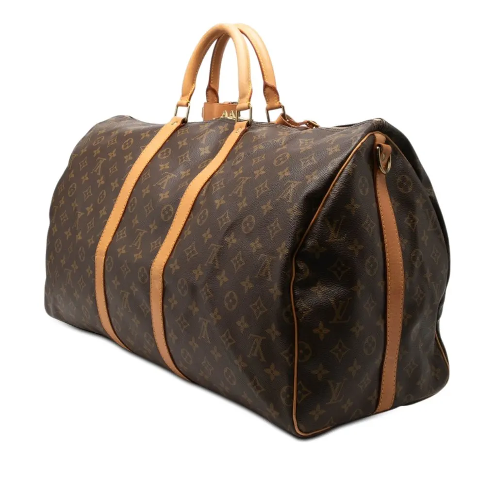Louis Vuitton Monogram Keepall Bandouliere 55 Brown Good - Back View