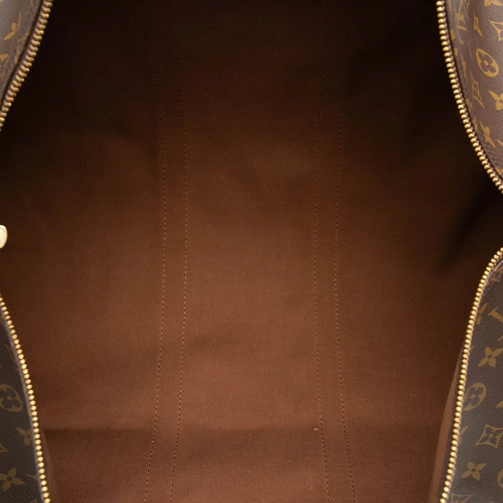 Louis Vuitton Monogram Keepall Bandouliere 55 Brown Good - Model View