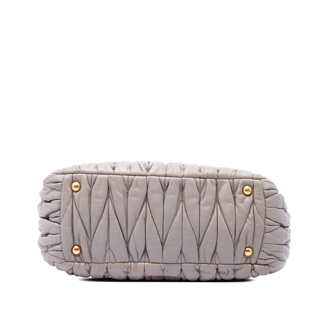 Miu Miu Matelasse Nappa Turnlock Tote Beige Leather Good - Inside View