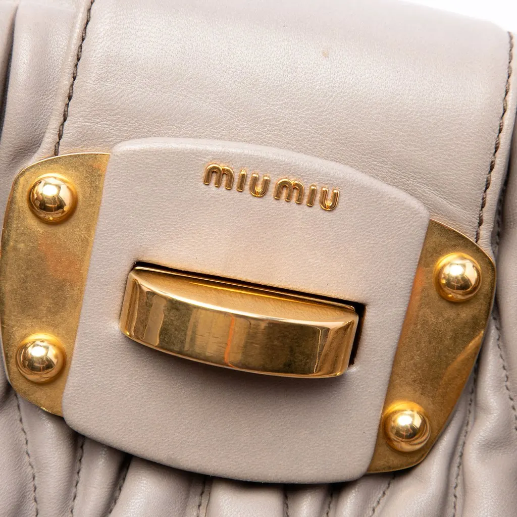 Miu Miu Matelasse Nappa Turnlock Tote Beige Leather Good - Box View