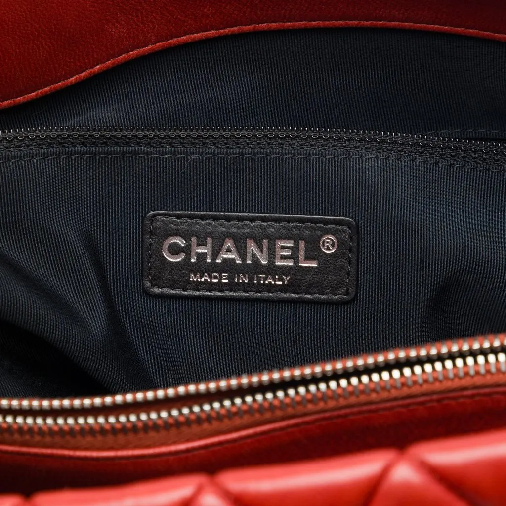 Chanel Large Quilted Lambskin New Bubble Tote Red Leather Very good - Box View