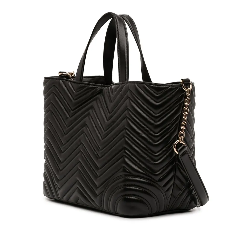 Gucci Medium GG Marmont Matelasse Calfskin Betty Tote Black Leather Very good - Back View
