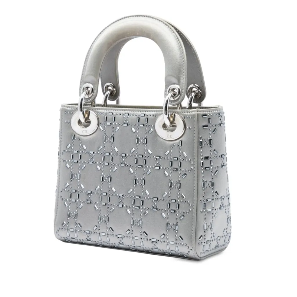 Dior Mini Satin Cannage Crystal Embellished Lady Dior MultiColor Very good - Back View